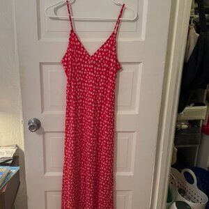 Gap Red & White Floral Slip Dress Size XS